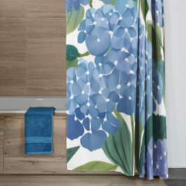 Blauwe Hortensia's | Mooie Bloemenschildering in W Douchegordijn