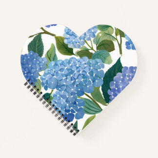 Blauwe Hortensia's | Mooie Bloemstruik Hart Notitieboek