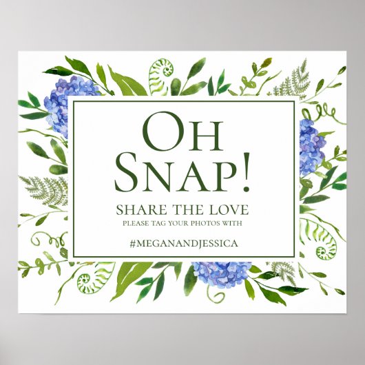 Blauwe Hortensia's Oh Snap Poster (Voorkant)