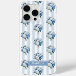 Blauwe Hortensia's op Strepen iPhone 15 Pro Max Hoesje