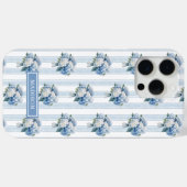 Blauwe Hortensia's op Strepen Case-Mate iPhone Case (Achterkant (horizontaal))