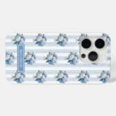 Blauwe Hortensia's op Strepen Case-Mate iPhone Case (Achterkant (horizontaal))