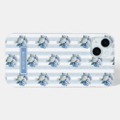 Blauwe Hortensia's op Strepen Case-Mate iPhone Case (Achterkant (horizontaal))