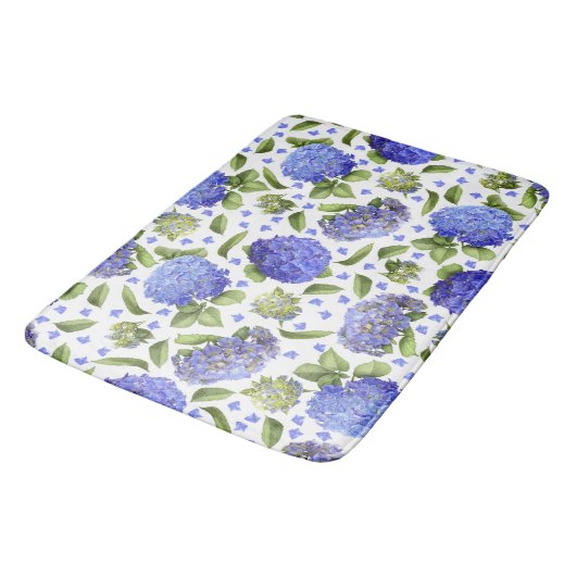 Blauwe Hortensia's Overal Bloempatroon Badmat (Gekanteld)