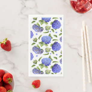 Blauwe Hortensia's Overal Patroon Bloemenpapier Servet