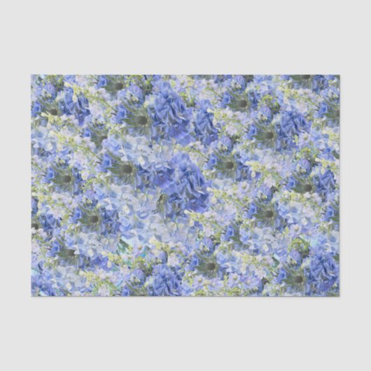 Blauwe Hortensia's Patroon Tissuepapier (Voorkant)