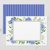 Blauwe hortensia's plat bedankkaartje bedankkaart (Voorkant / Achterkant)