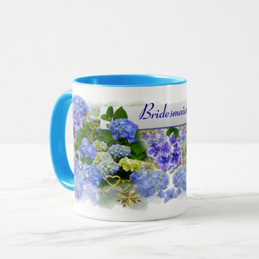 BLAUWE HORTENSIA'S ~ Ringer Mok (Voorkant links)