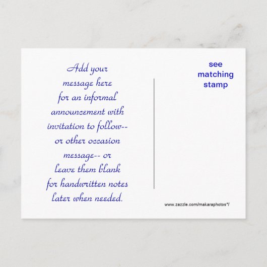 Blauwe Hortensia's Save our date ansichtkaart- aan Uitnodiging Briefkaart (Achterkant)