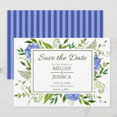 Blauwe Hortensia's Save The Date (Voorkant / Achterkant)