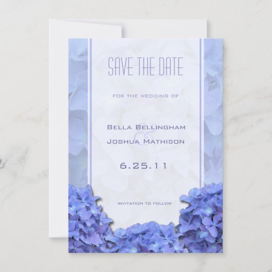 Blauwe Hortensia's Save the Date Aankondiging (Voorkant)