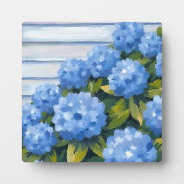 Blauwe Hortensia's Struiken Bloemschilderkunst Fotoplaat