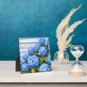 Blauwe Hortensia's Struiken Bloemschilderkunst Fotoplaat