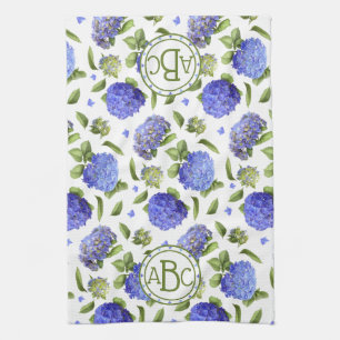 Blauwe Hortensia's Theedoek