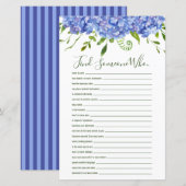 Blauwe hortensia's vinden iemand die douche spel (Voorkant / Achterkant)