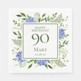 Blauwe Hortensia's voor 90ste verjaardag Servet