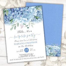 Blauwe Hortensia's Waterverf Bloemensurprisefeest Kaart
