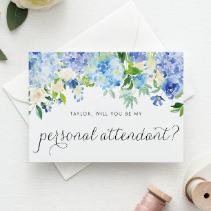 Blauwe Hortensia's Zal Jij Mijn Persoonlijke Assis Uitnodiging Briefkaart