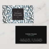 Blauwe houten Abstracte letters vormen auteurs, sc Visitekaartje (Voorkant / Achterkant)