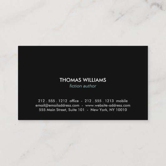 Blauwe houten Abstracte letters vormen auteurs, sc Visitekaartje (Achterkant)