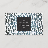 Blauwe houten Abstracte letters vormen auteurs, sc Visitekaartje (Voorkant)