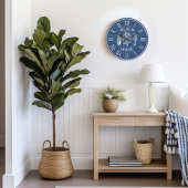 Blauwe houten koraal zeepaardje grote klok