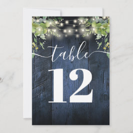 Blauwe Houten Slingerlichten Groene Tafel Nummer Kaart