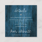Blauwe Houten Strijklichten Kerstmis Bruiloft Deta Informatiekaartje (Achterkant)
