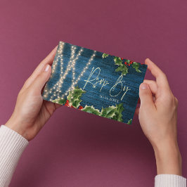 Blauwe Houten Strijklichten Kerstmis Bruiloft RSVP