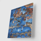 Blauwe houten wandklok (Hoek)