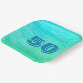 Blauwe houtkorrel papieren bordje (Gebogen)