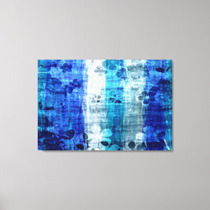  blauwe houtkunst canvas afdruk