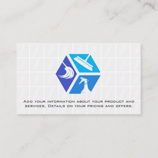 Blauwe Huis schoonmaak iconen | Badkamer Tegels Visitekaartje (Achterkant)