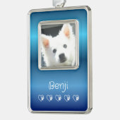 Blauwe huisdier foto kerstornament - Verticaal, Pe (Links)