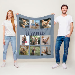 Blauwe huisdier fotocollage herinnering aandenken  fleece deken