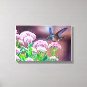 Blauwe Hummingbird Floral Stretted Canvas Afdrukke (Voorkant)