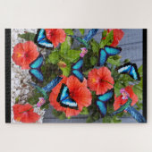 BLAUWE HUMMINGBIRDS EN BUTTERFLIES puzzel Legpuzzel (Horizontaal)