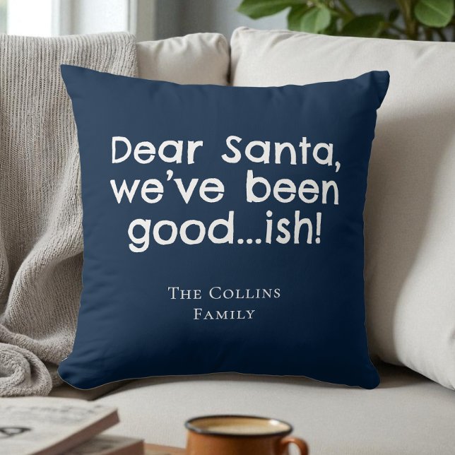 Blauwe humor Beste Sint Persoonlijke Grappige Kers Kussen (Blue Humor Dear Santa Personalized Funny Christmas Throw Pillow)