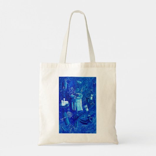Blauwe Huwelijk Contemporaine Kunst Schilderij Tote Bag (Achterkant)