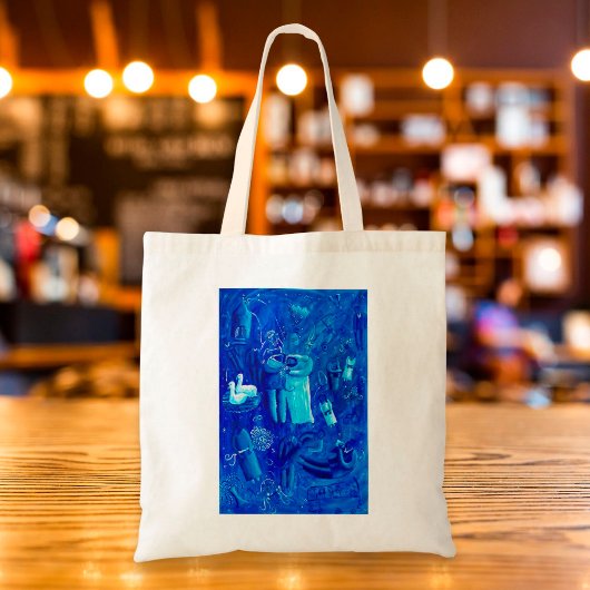 Blauwe Huwelijk Contemporaine Kunst Schilderij Tote Bag