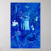 Blauwe Huwelijks Schilderij Huidige Kunst Afdruk