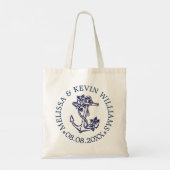 Blauwe Huwelijkscadeaus met een neushoorn Tote Bag (Achterkant)