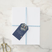 Blauwe huwelijksdeur cadeau labels cadeaulabel (Met Touw)