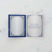 Blauwe Huwelijksfoto met Zilveren Bloemen Bedankka Bedankkaart (Binnen)