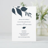 Blauwe Huwelijksuitnodiging met QR Code Kaart (Staand voorkant)