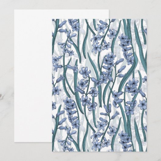 Blauwe Hyacint bloemen op wit (Voorkant / Achterkant)