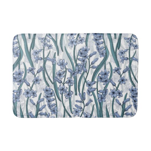 Blauwe Hyacint bloemen op wit Badmat (Voorkant)