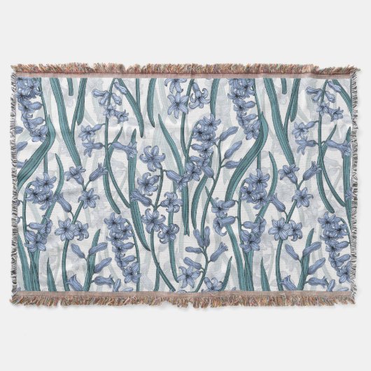Blauwe Hyacint bloemen op wit Deken (Voorkant)