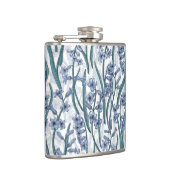 Blauwe Hyacint bloemen op wit Heupfles (Rechts)