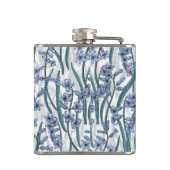 Blauwe Hyacint bloemen op wit Heupfles (Achterkant)